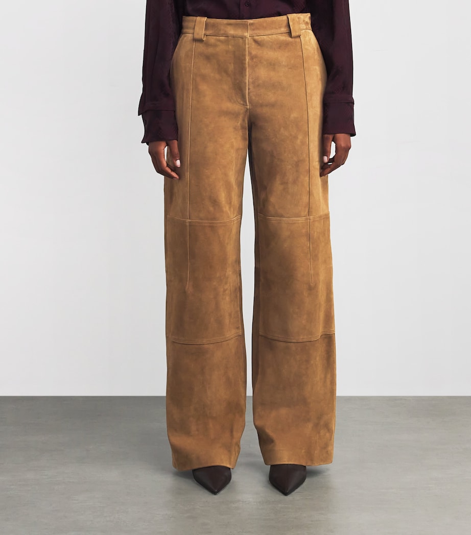 Tory Burch Brown Suede Relaxed Trousers