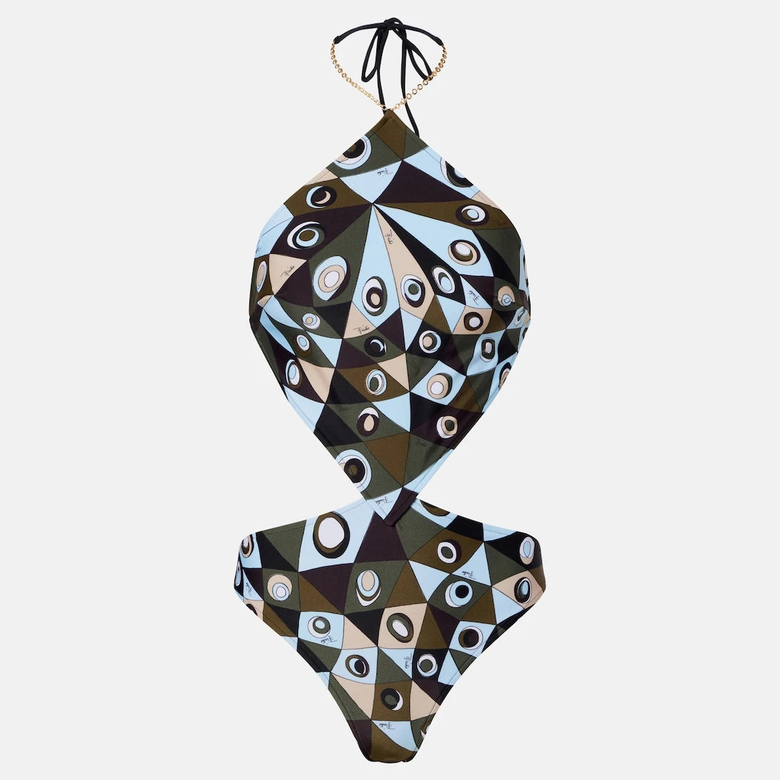 Pucci - مايوه بقصة مفتوحة حول العنق بتصميم Occhi