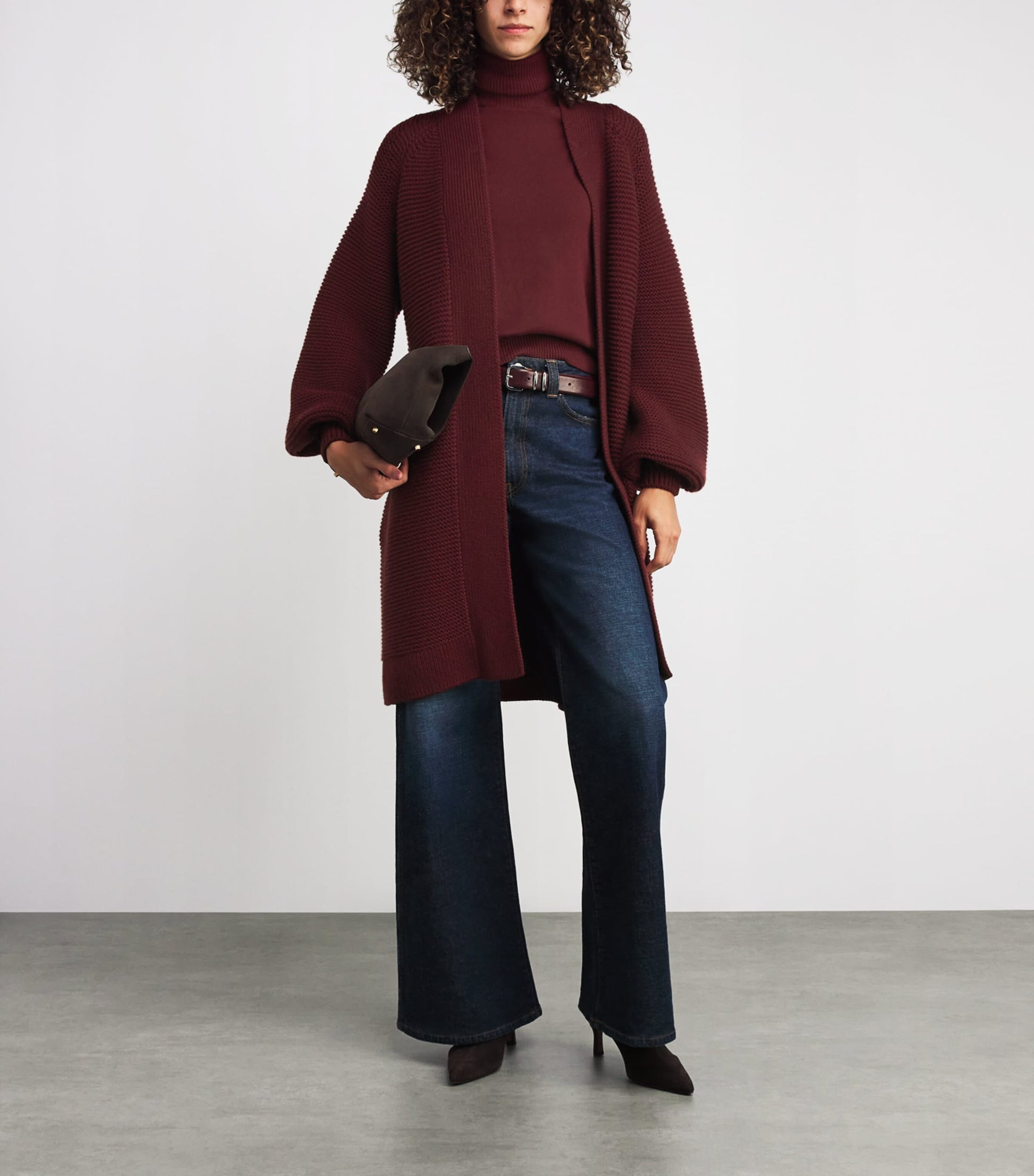 Burgundy Kid Cashmere Cardigan