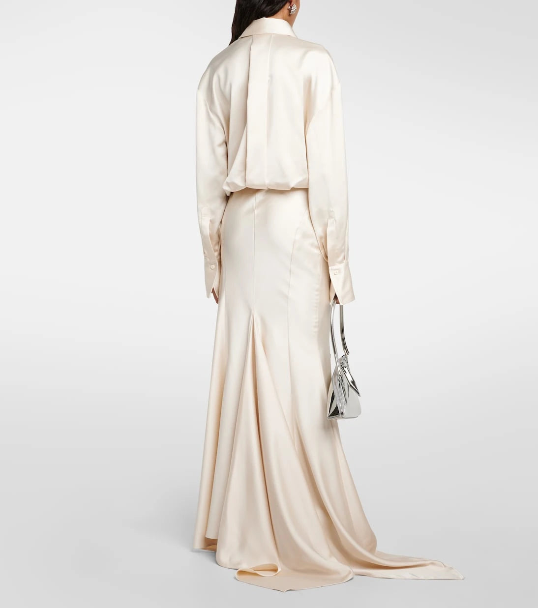 The Attico - Feather-trimmed satin gown