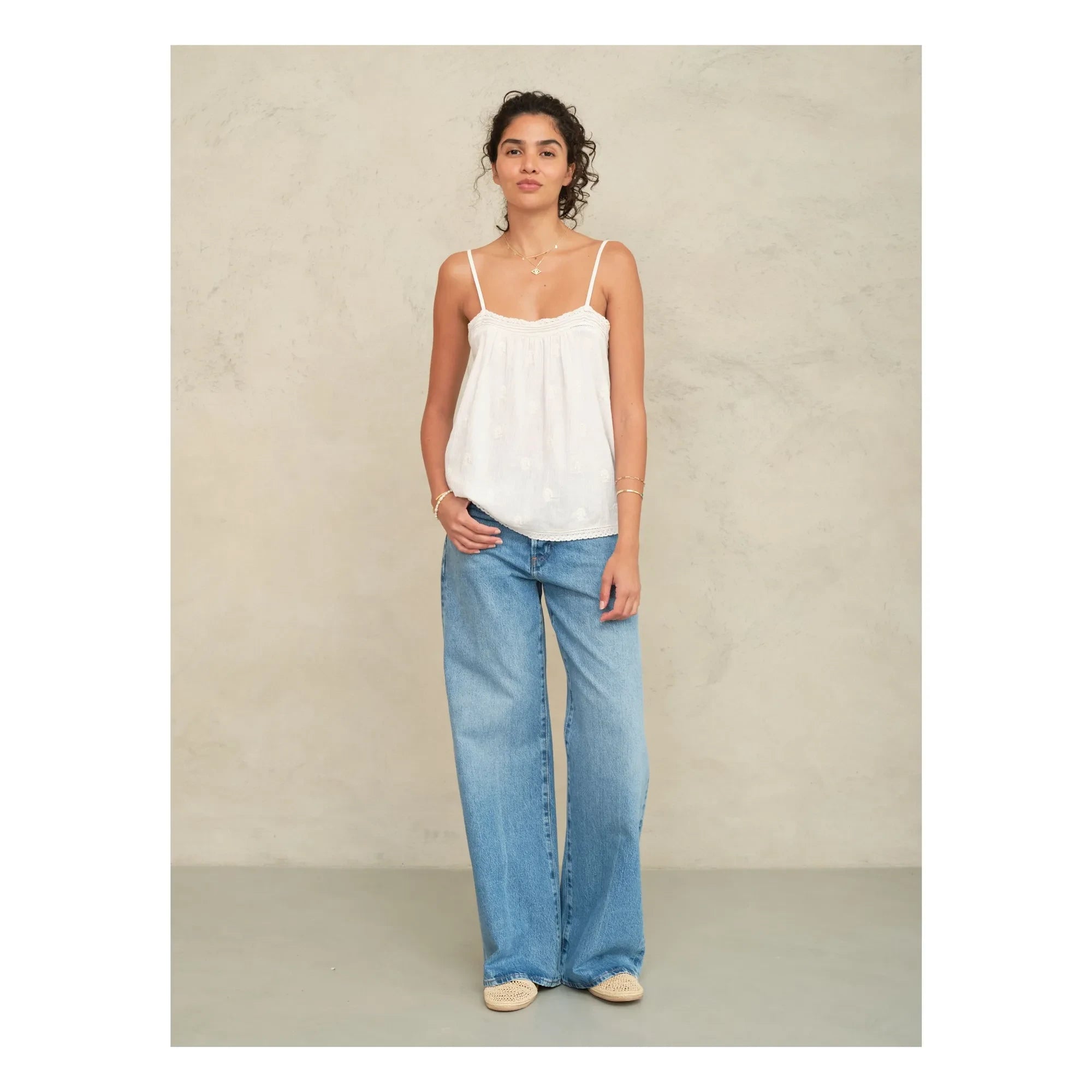M.A.B.E. - Livie Cotton embroidered tank top | Ivory