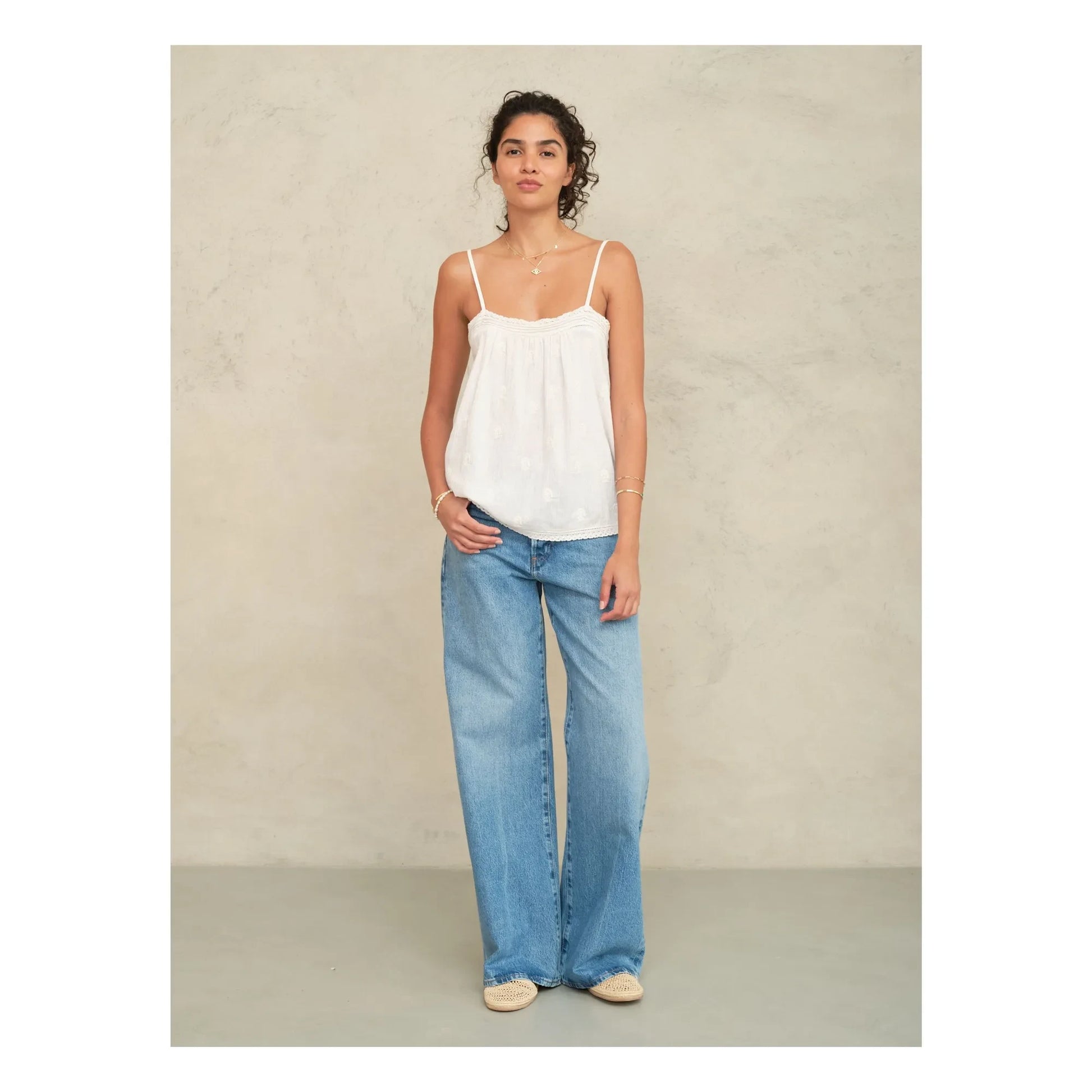 M.A.B.E. - Livie Cotton embroidered tank top | Ivory