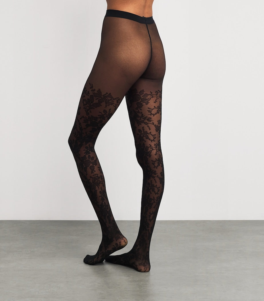 Falke Black Floral Lace Tights