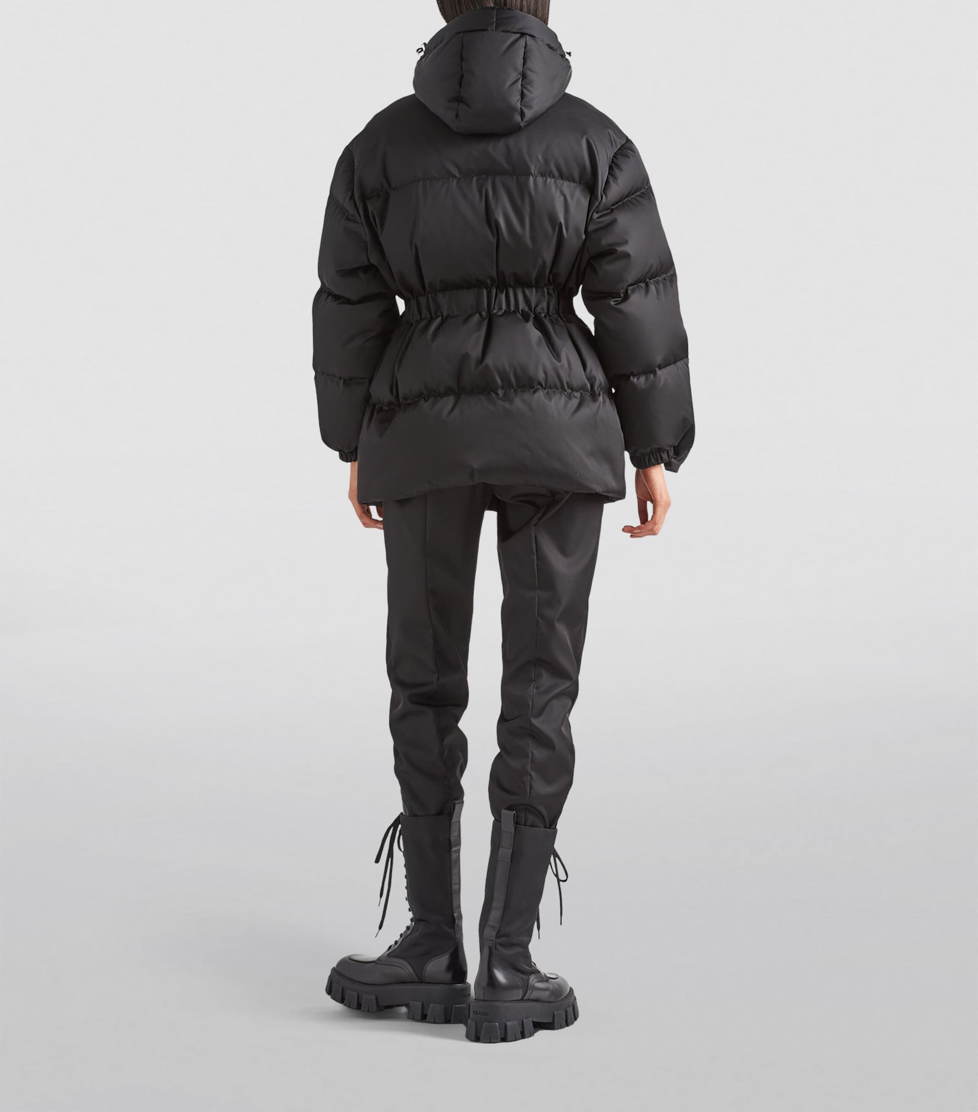 Black Hooded Re-Nylon Puffer Jacket