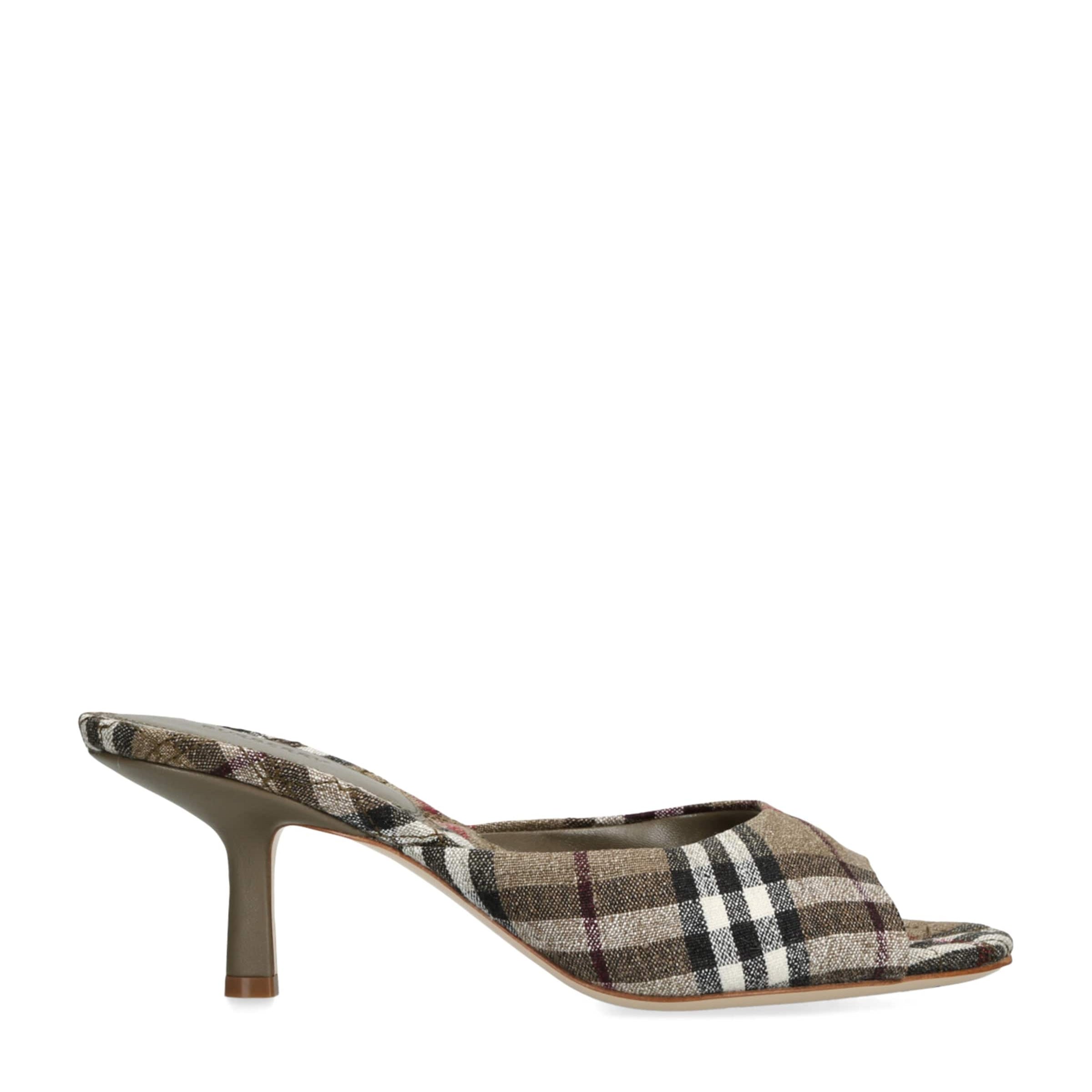 Burberry Multi Stretch-Linen Check Mews Mules 65