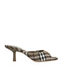 Burberry Multi Stretch-Linen Check Mews Mules 65