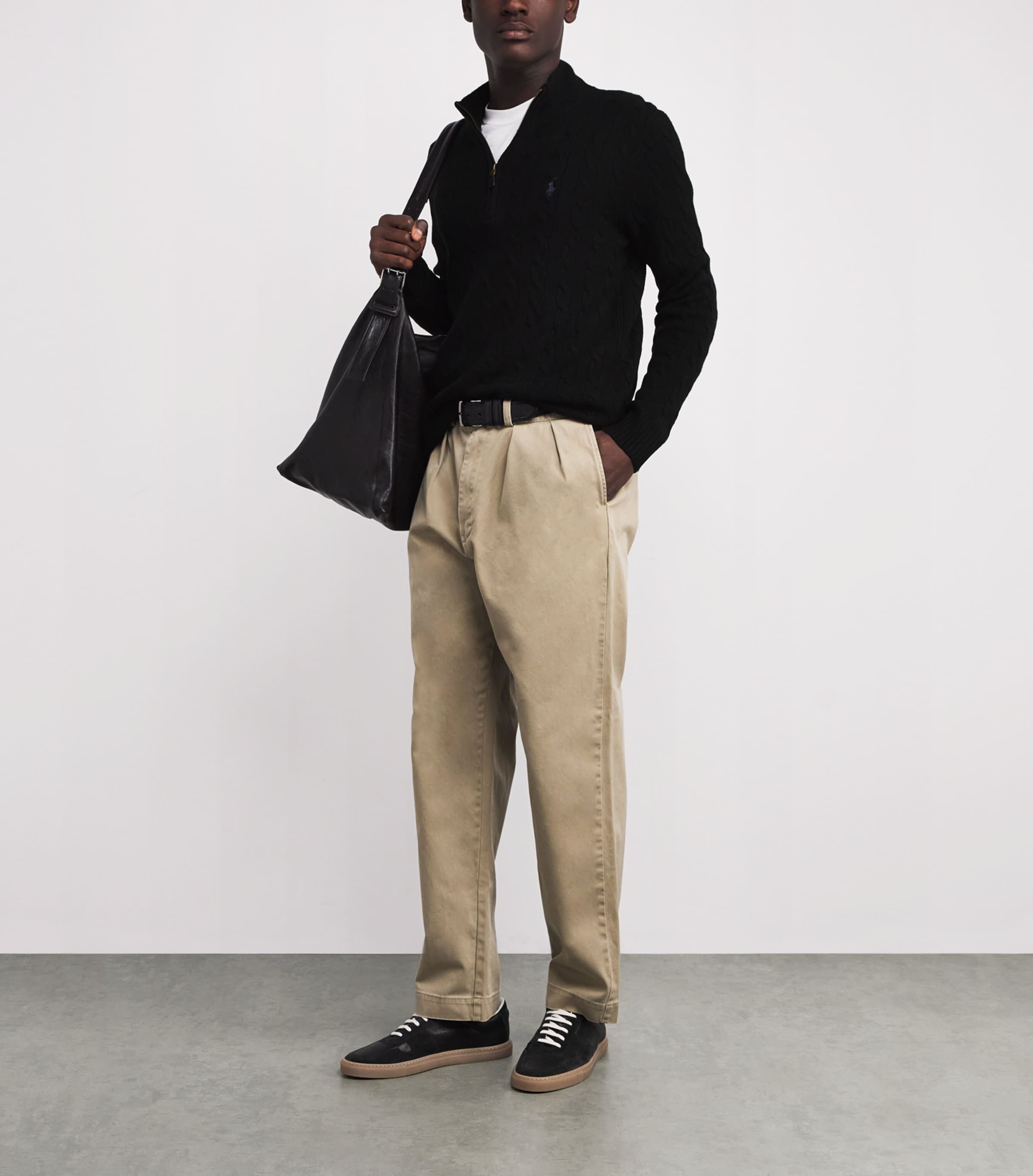 Polo Ralph Lauren Black Wool-Cashmere Quarter-Zip Sweater