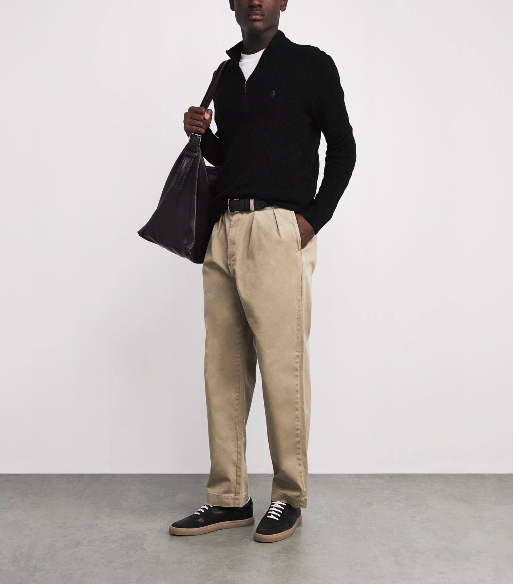 Polo Ralph Lauren Black Wool-Cashmere Quarter-Zip Sweater