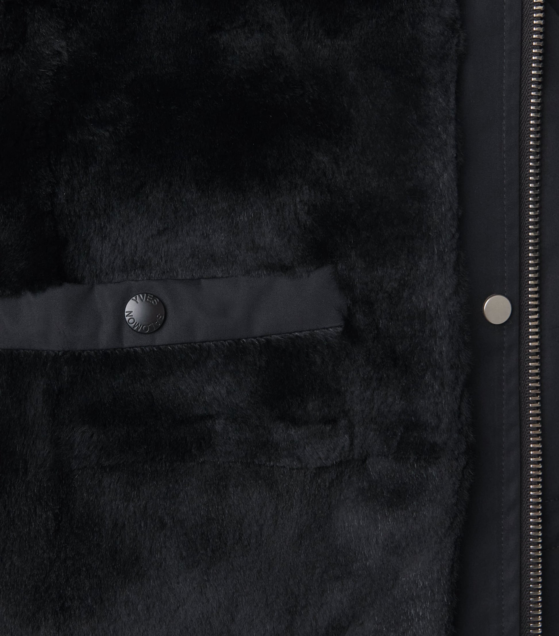 Yves Salomon Black Waterproof Fur-Trim Parka Coat