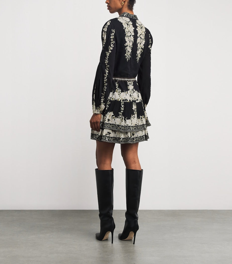Alice+Olivia Black Cotton Valencia Mini Dress