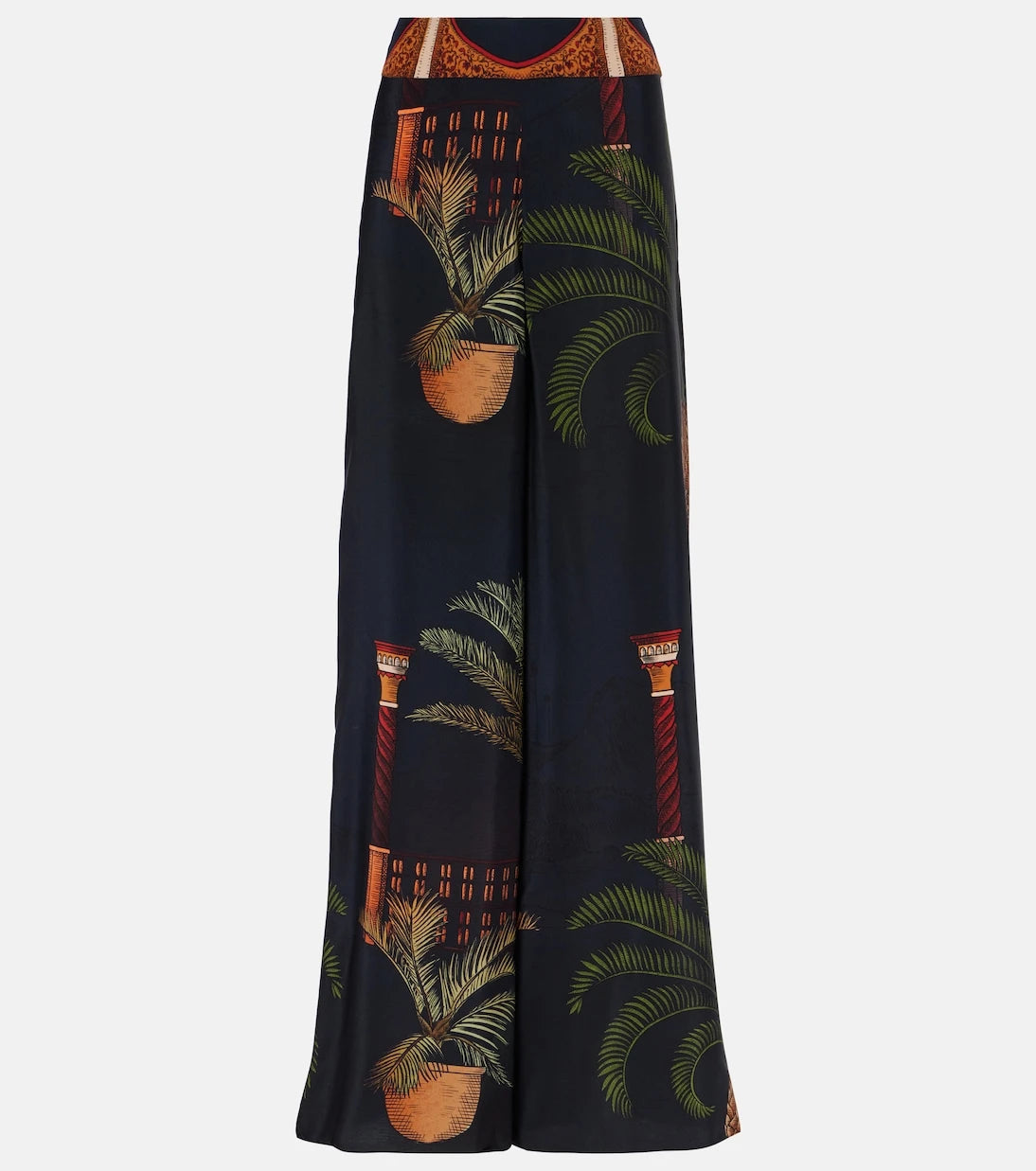 Johanna Ortiz - Printed high-rise silk wide-leg pants