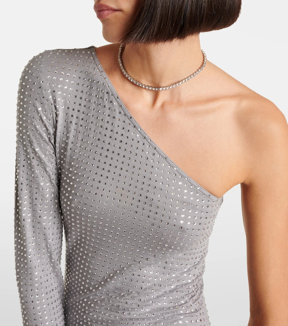 The Attico - Crystal-embellished one-shoulder gown