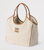 Neutral Large Canvas-Leather Ivy Tote Bag