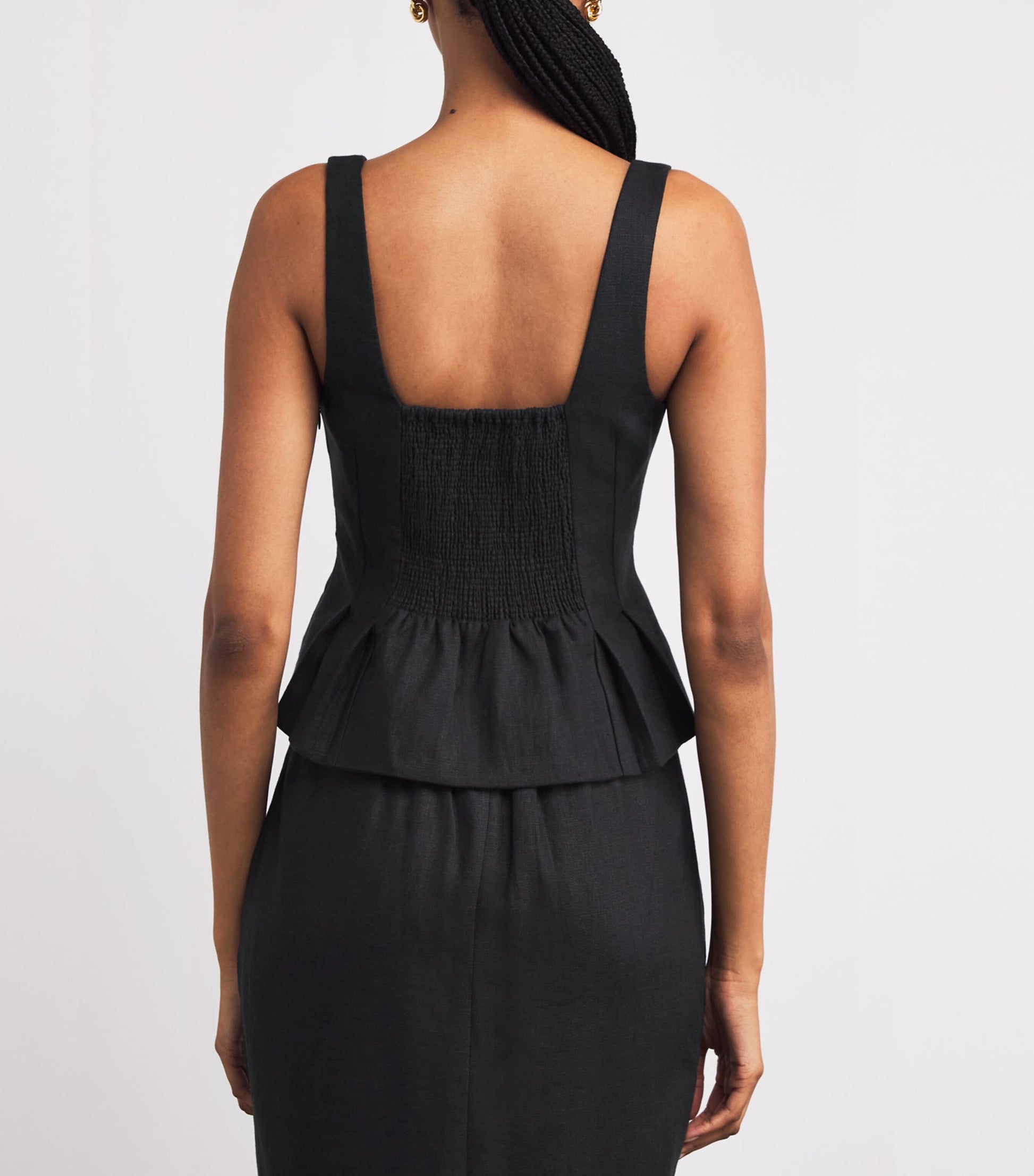Posse Black Linen Rosalie Peplum Top