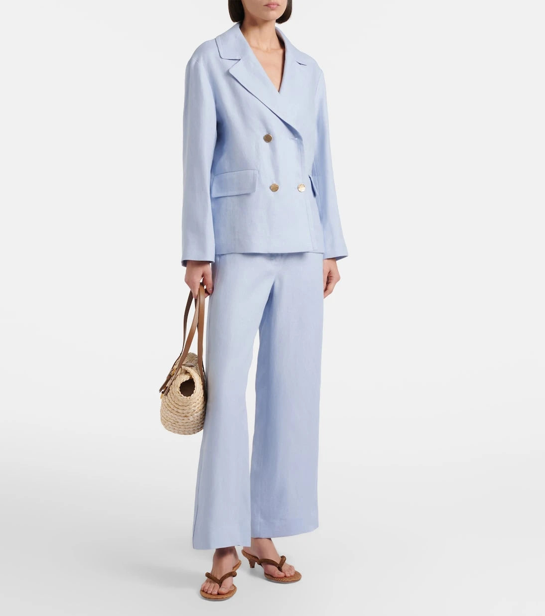 'S Max Mara - بنطلون أميديا بقصة أرجل واسعة من الكتان