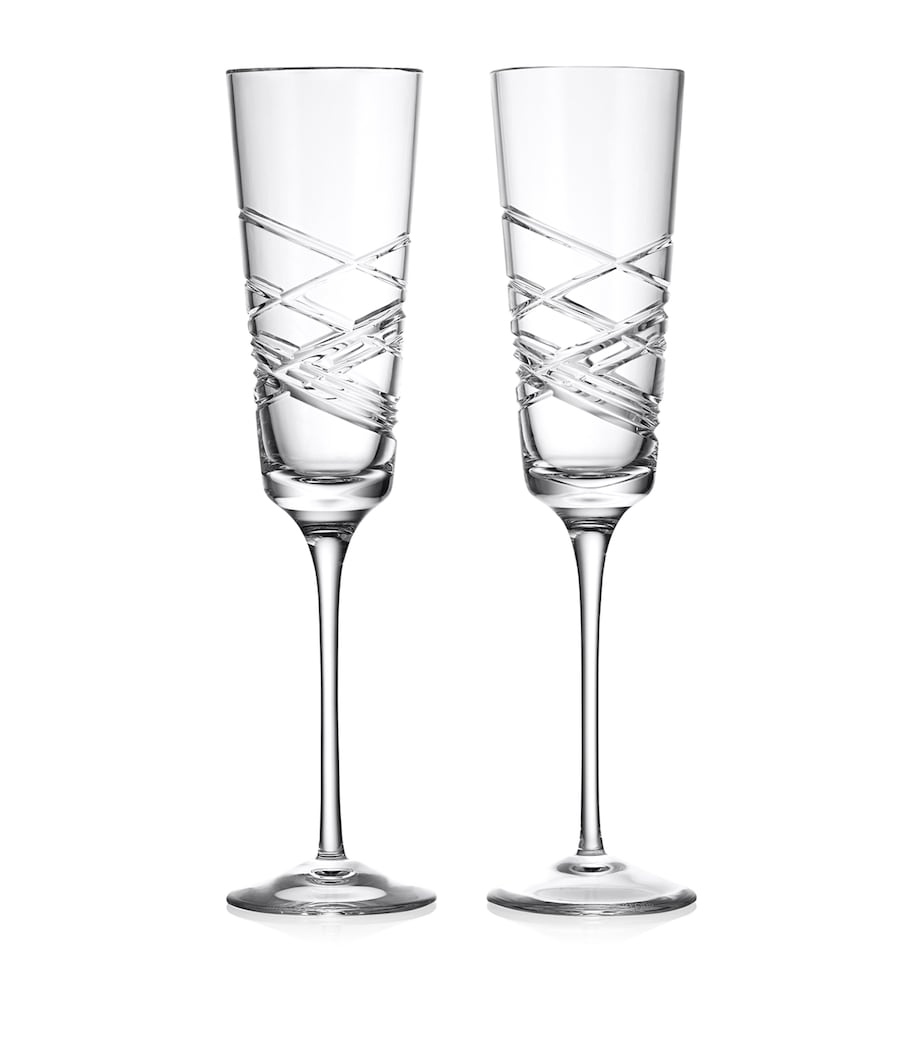 Set of 2 Crystal Aran Champagne Flutes (275ml)