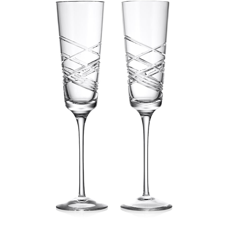 Set of 2 Crystal Aran Champagne Flutes (275ml)