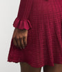 Self-Portrait Burgundy Pointelle Knit Mini Dress