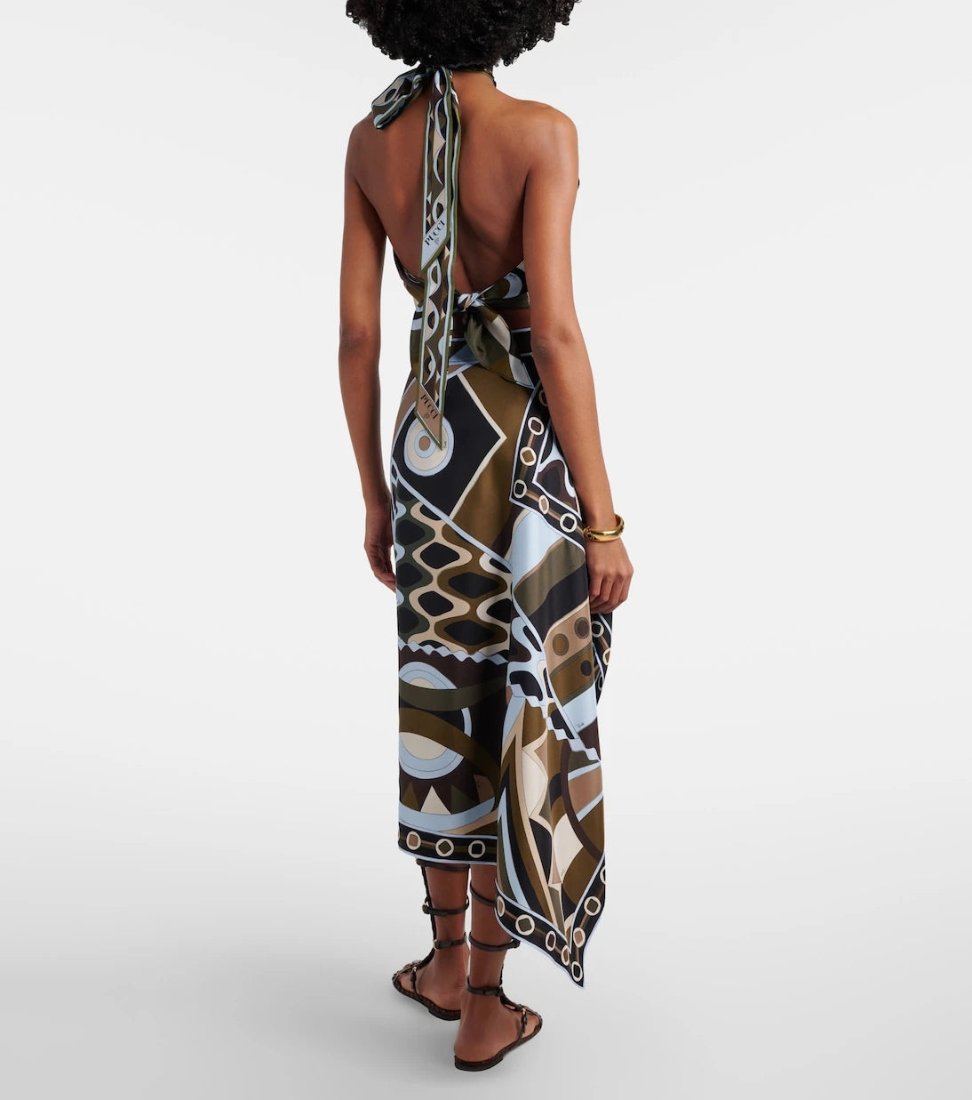 Pucci - Vivara asymmetric silk twill midi skirt