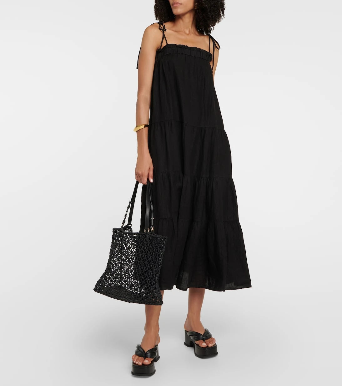 Velvet - Charlie tiered linen maxi dress
