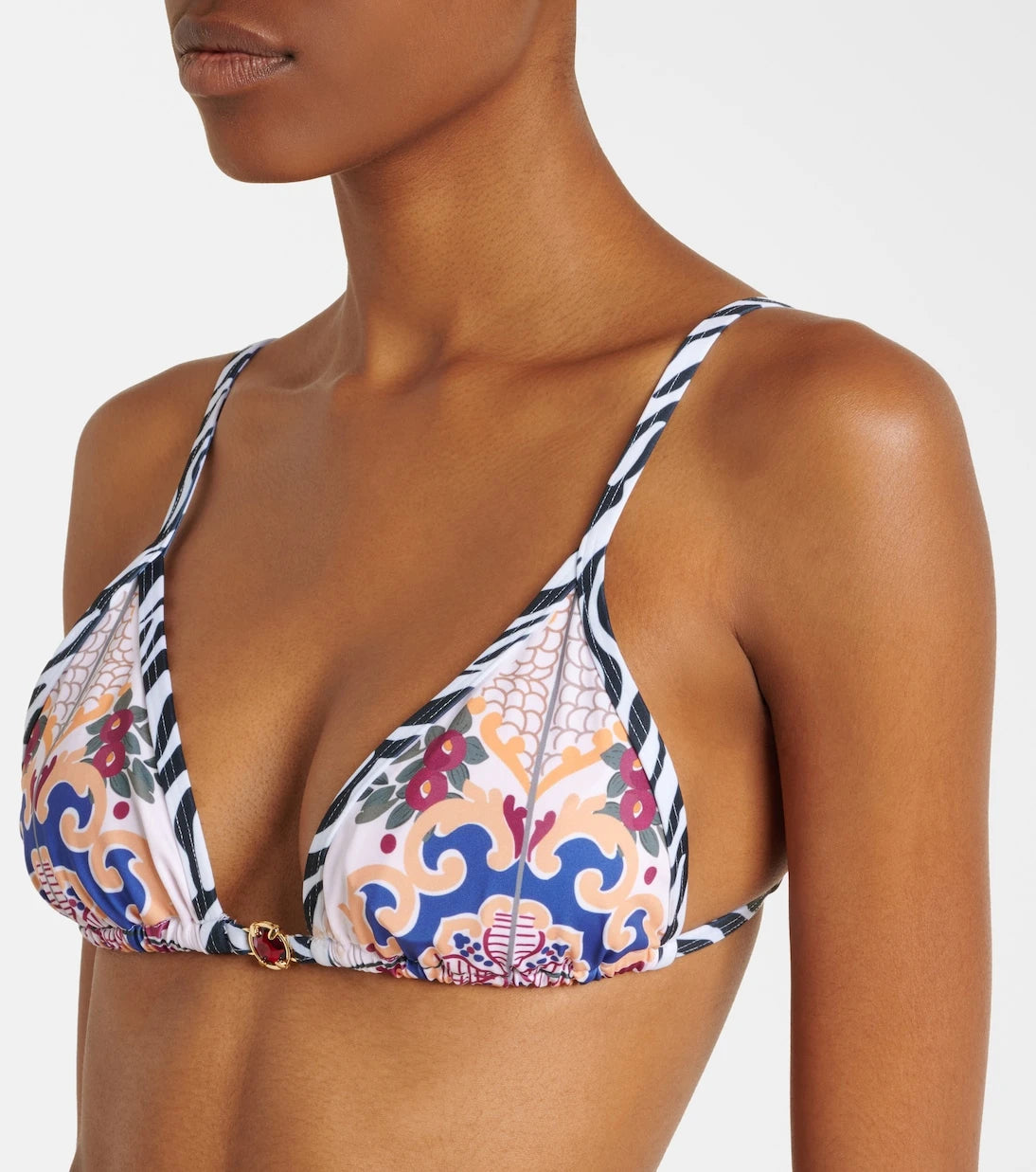 Bananhot - Pracy embellished printed bikini top