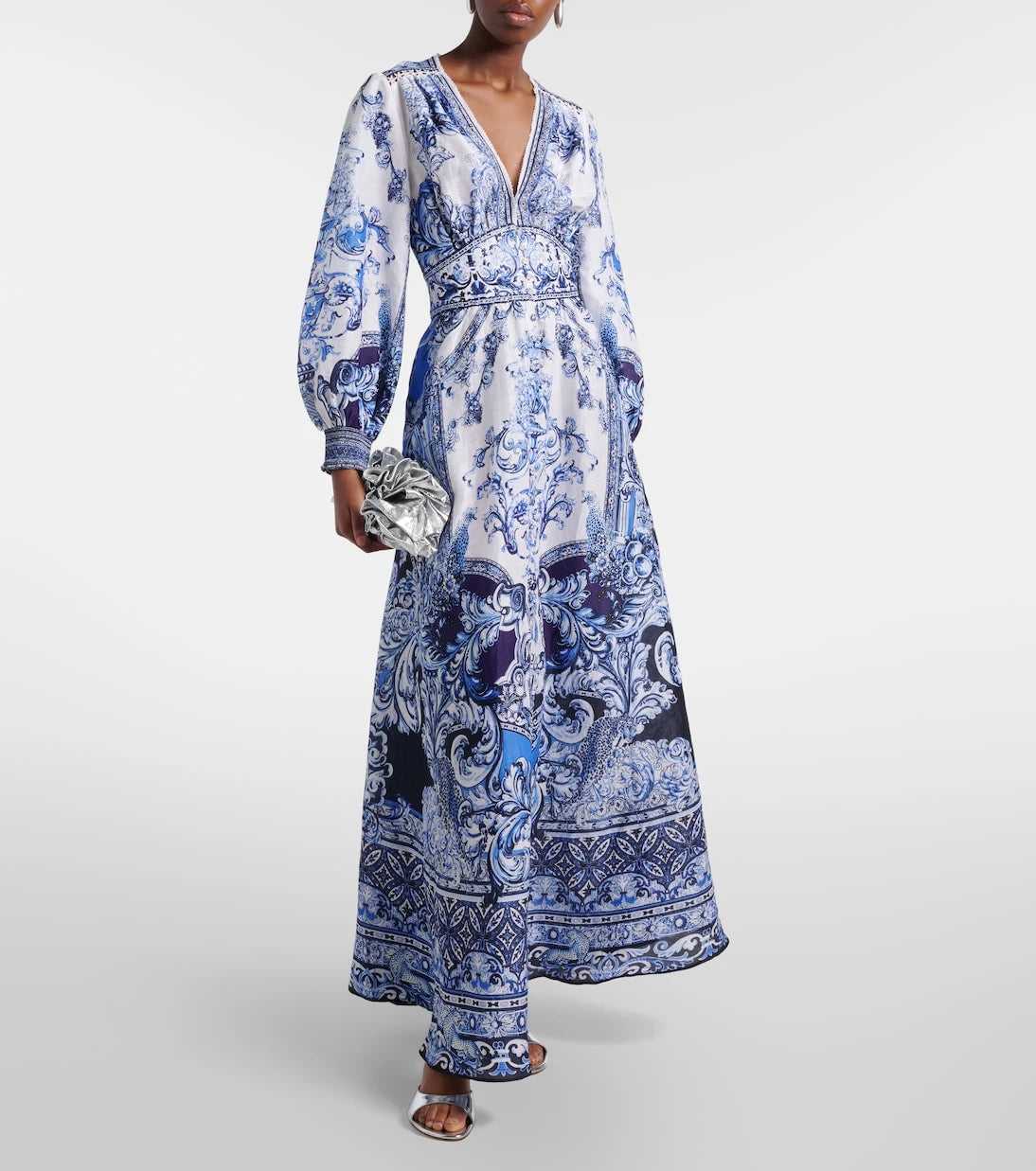 Camilla - Printed linen and silk maxi dress