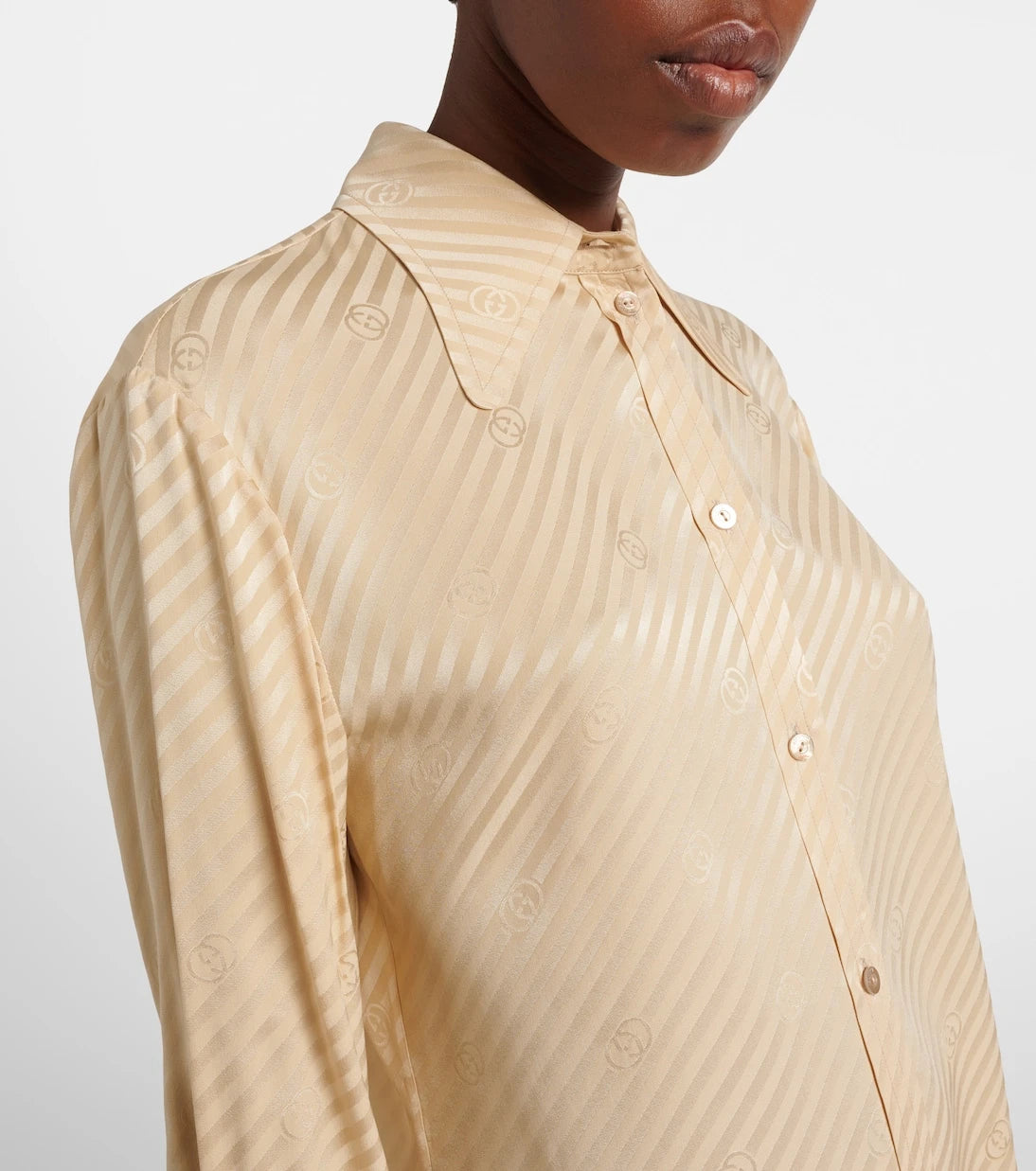 Gucci - Interlocking G striped silk shirt