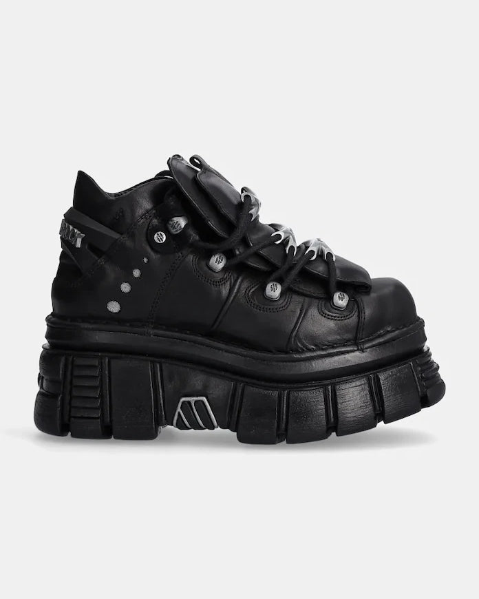 New Rock Negro + Nomada Negro + Tower Negro Lateral E-14 Deri Spor Ayakkabı