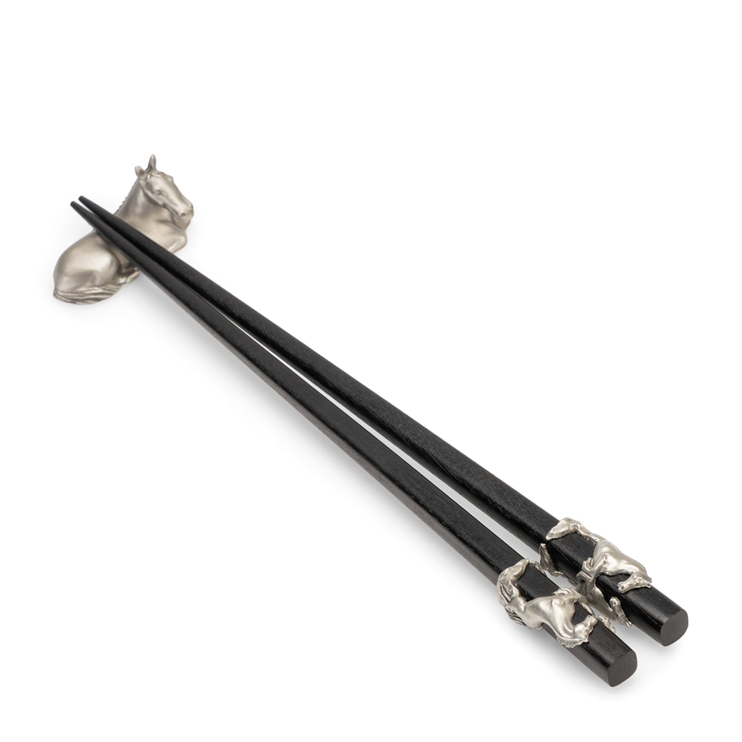 Royal Selangor Pewter Horse Chopsticks and Rest Set