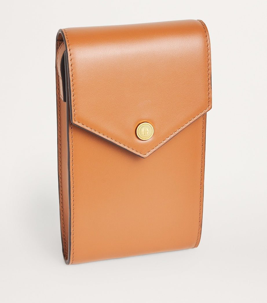 Tan Leather Phone Pouch Cross-Body Bag