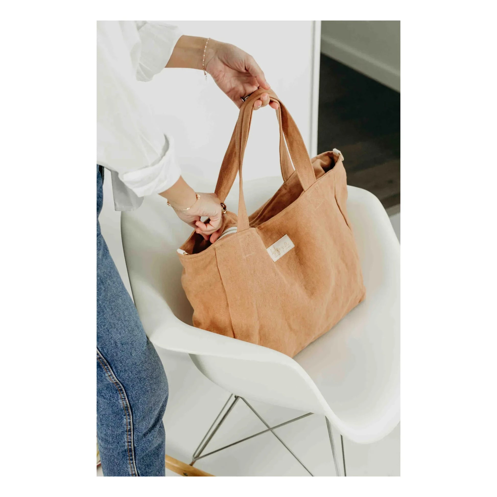 Adorna - Isia Linen Changing Bag | Terracotta