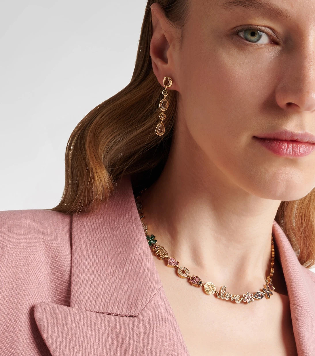 Sydney Evan - 14kt gold charm necklace with diamonds
