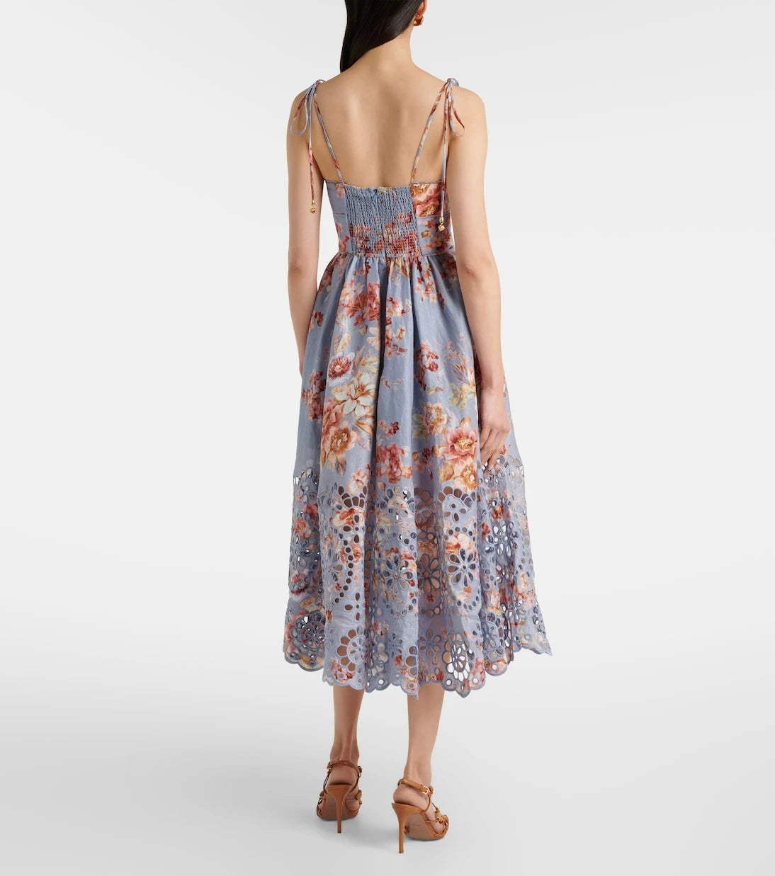 Zimmermann - فستان ميدي كتان Awaken floral