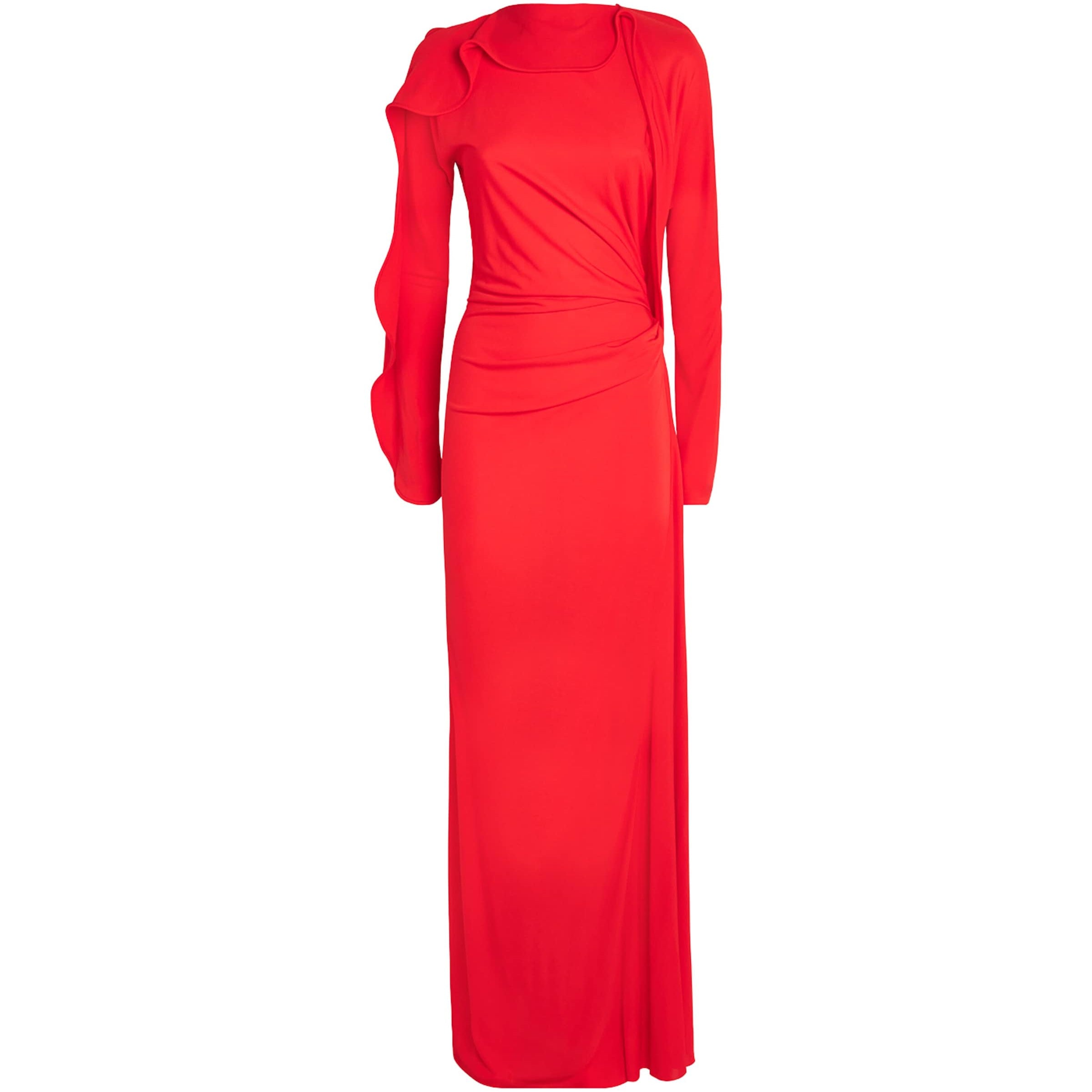 Victoria Beckham Red Jersey Draped Gown
