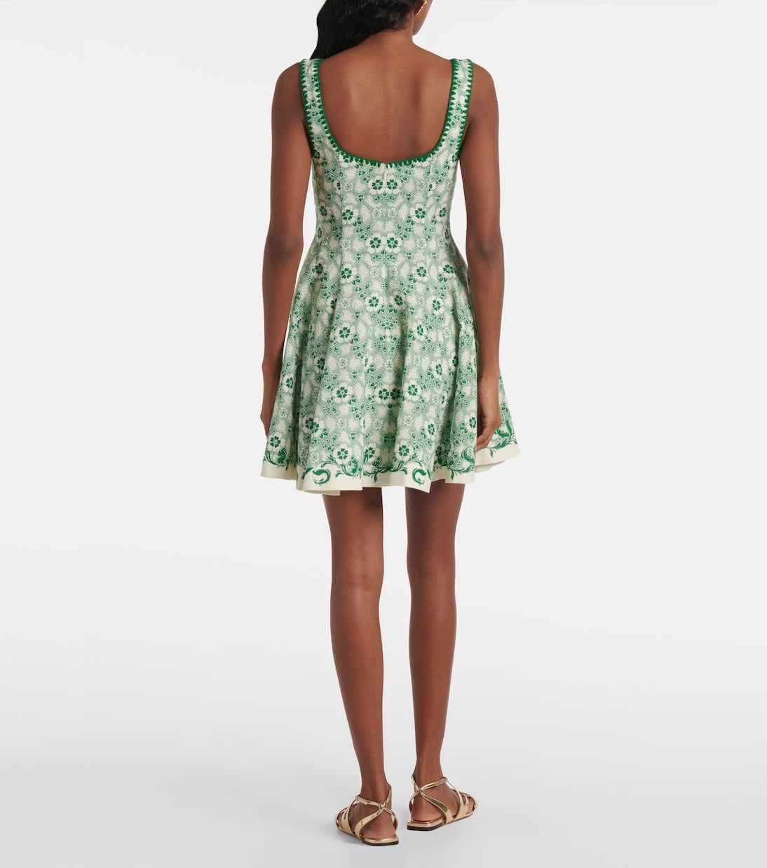 Alémais - Olive printed linen and cotton minidress
