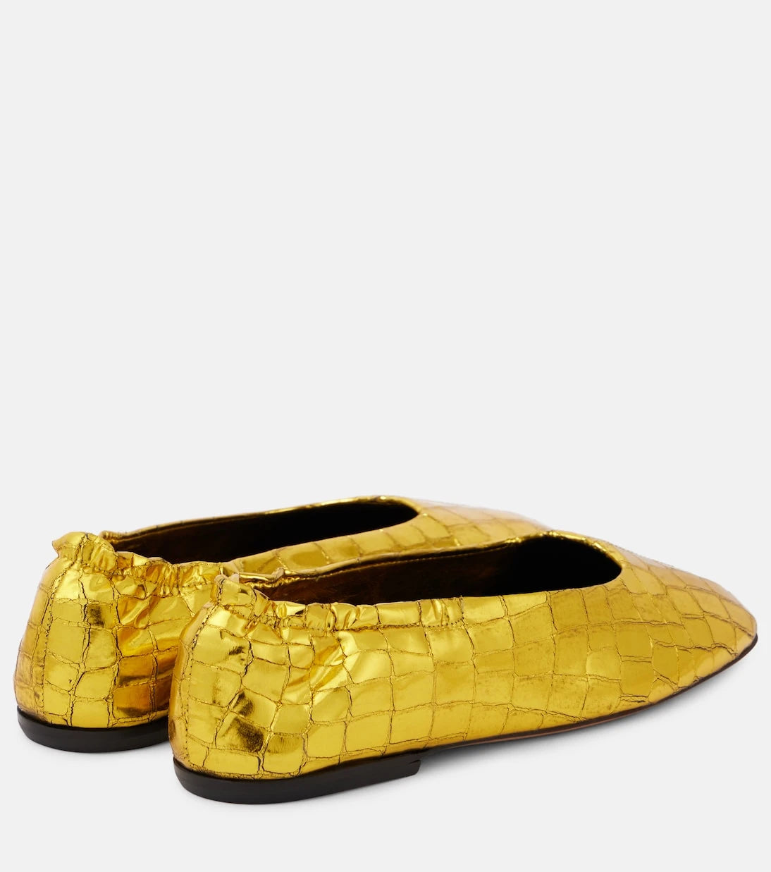 Dries Van Noten - Croc-effect metallic leather ballet flats