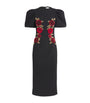Rebecca Vallance Black Appliqué Rosetta Midi Dress