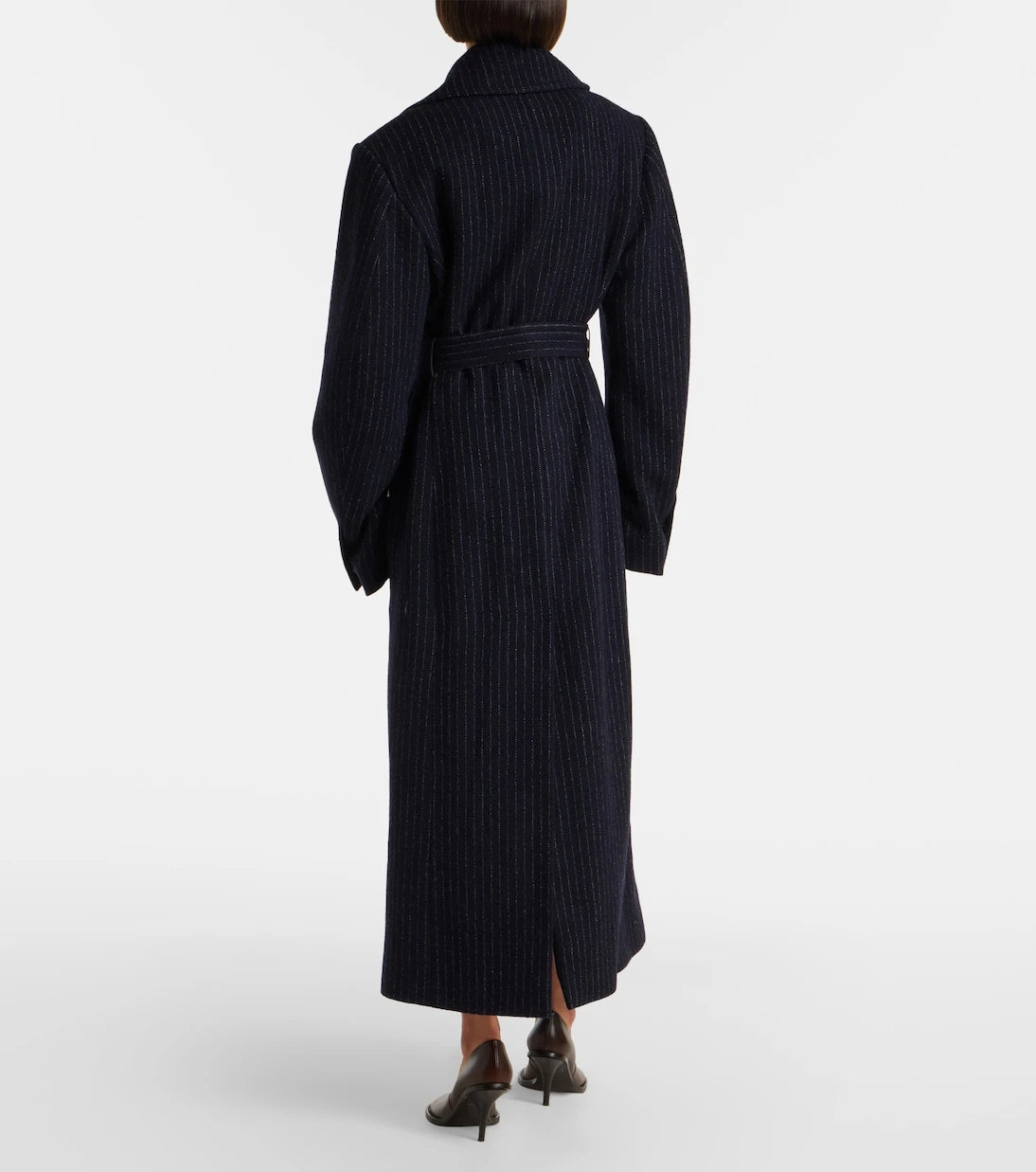 Dries Van Noten - Belted pinstriped wool coat