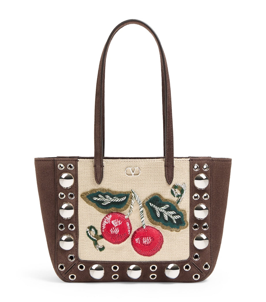 Valentino Garavani Multi Mini Suede Embroidered Nellcôte Tote Bag