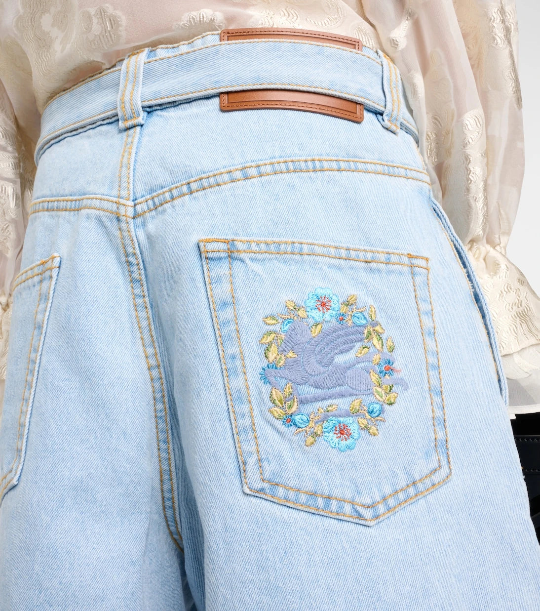 Etro - Embroidered denim shorts