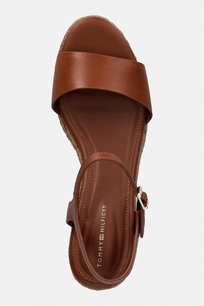 Tommy Hilfiger Deri Kıvrımlı Platform Sandalet MID WEDGE ESPAD LEATHER