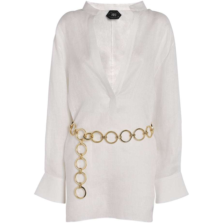 Linen Bahamas Tunic Mini Dress LATTE