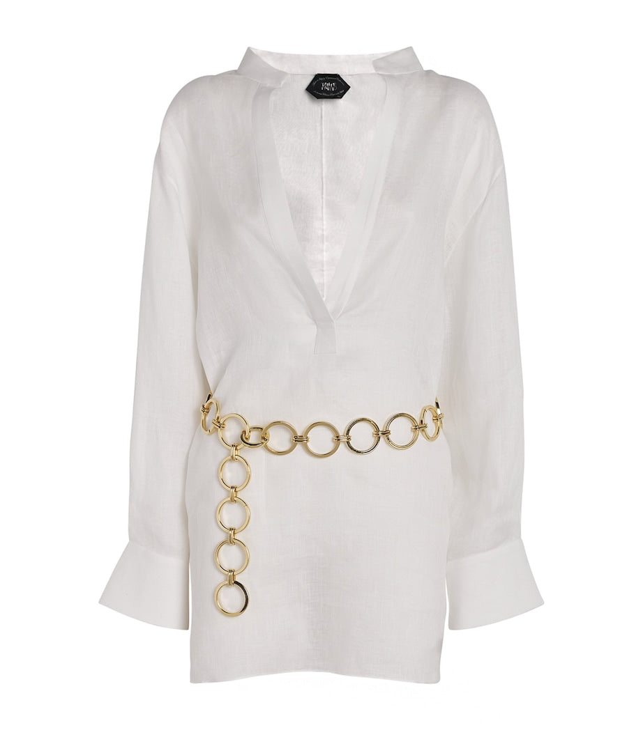 Linen Bahamas Tunic Mini Dress LATTE