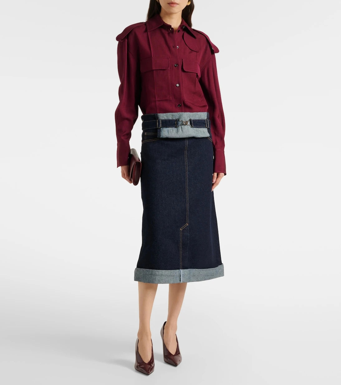 Victoria Beckham - Convertible denim midi skirt