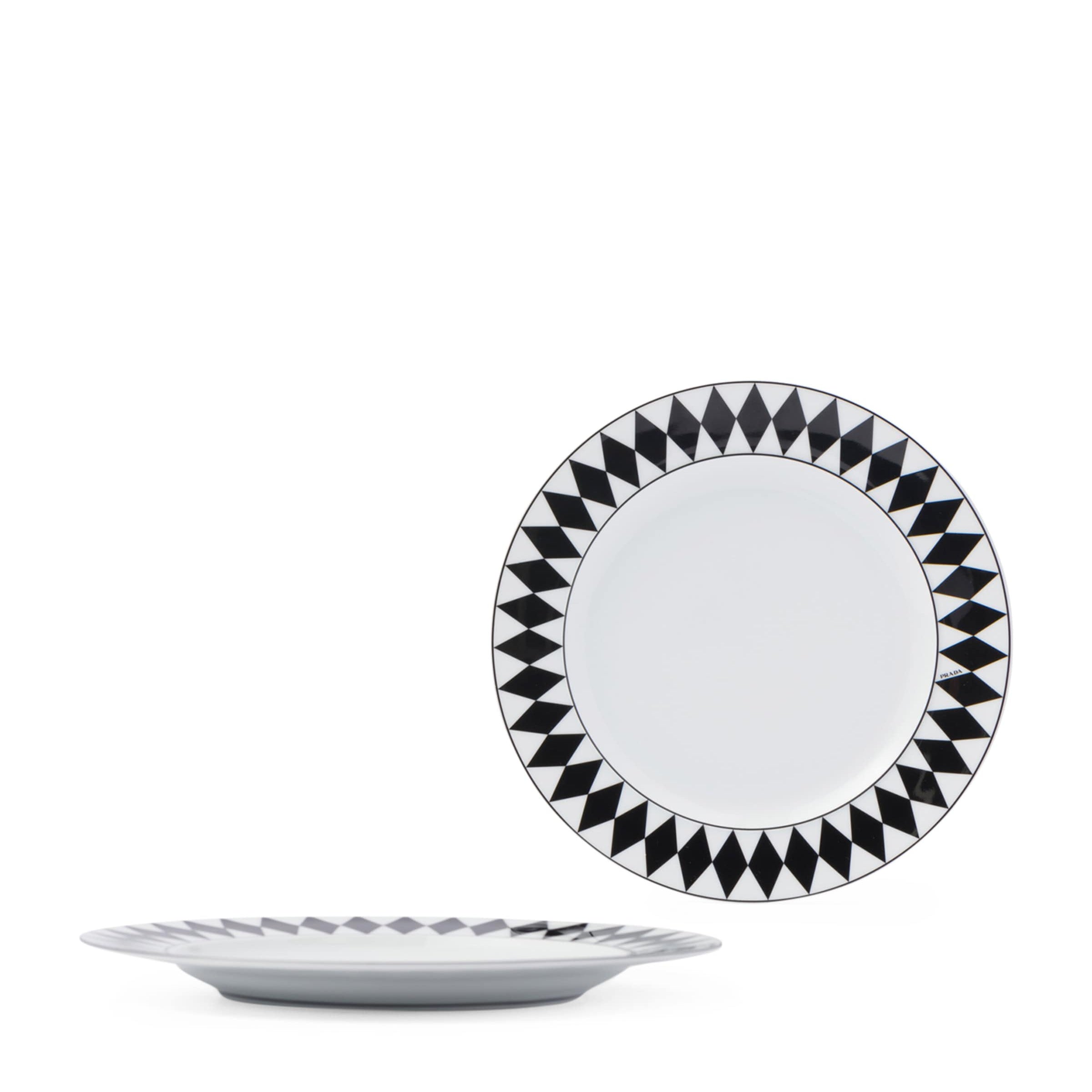 Set of 2 Porcelain Chequerboard Dessert Plates (22cm)