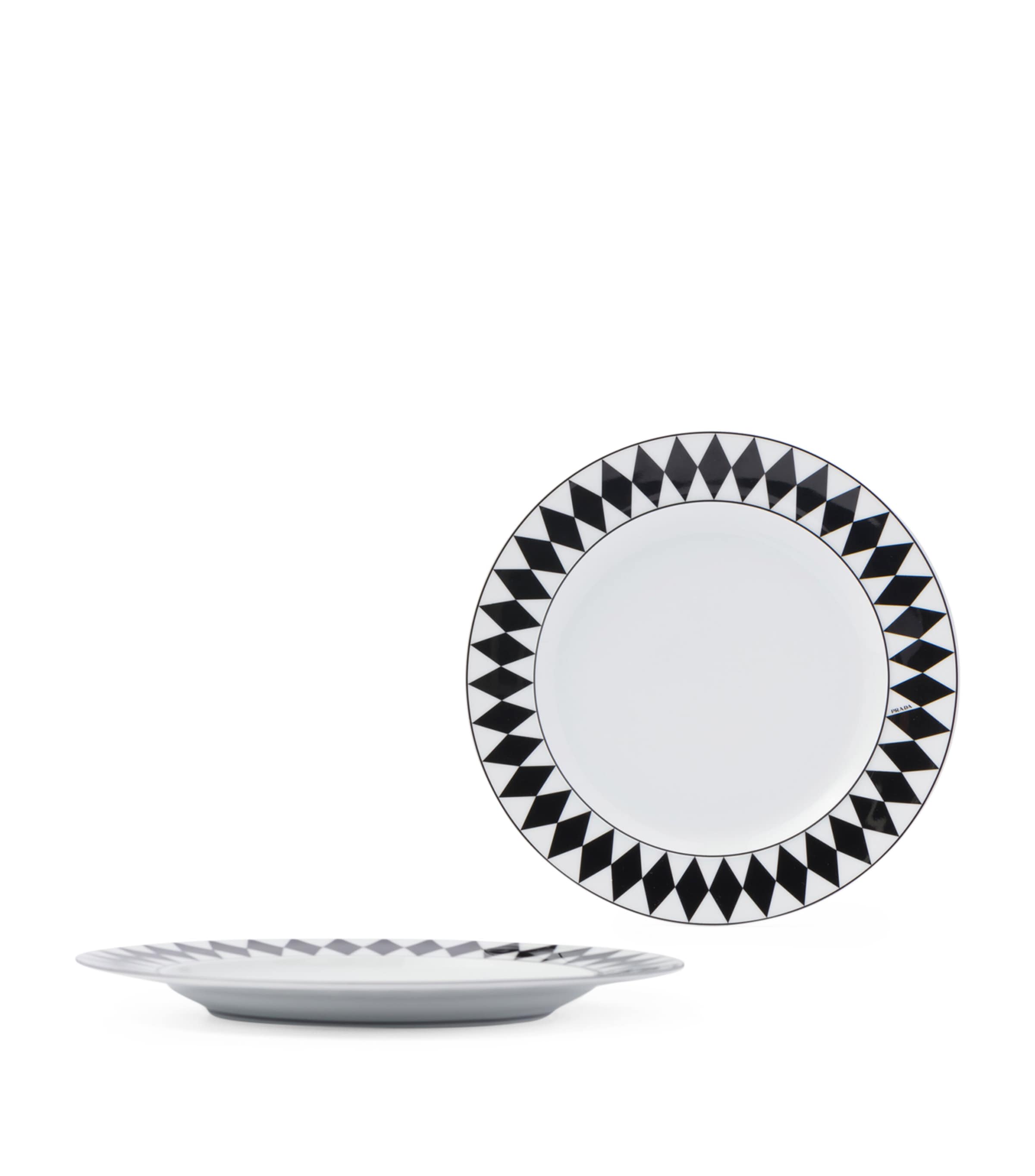 Set of 2 Porcelain Chequerboard Dessert Plates (22cm)