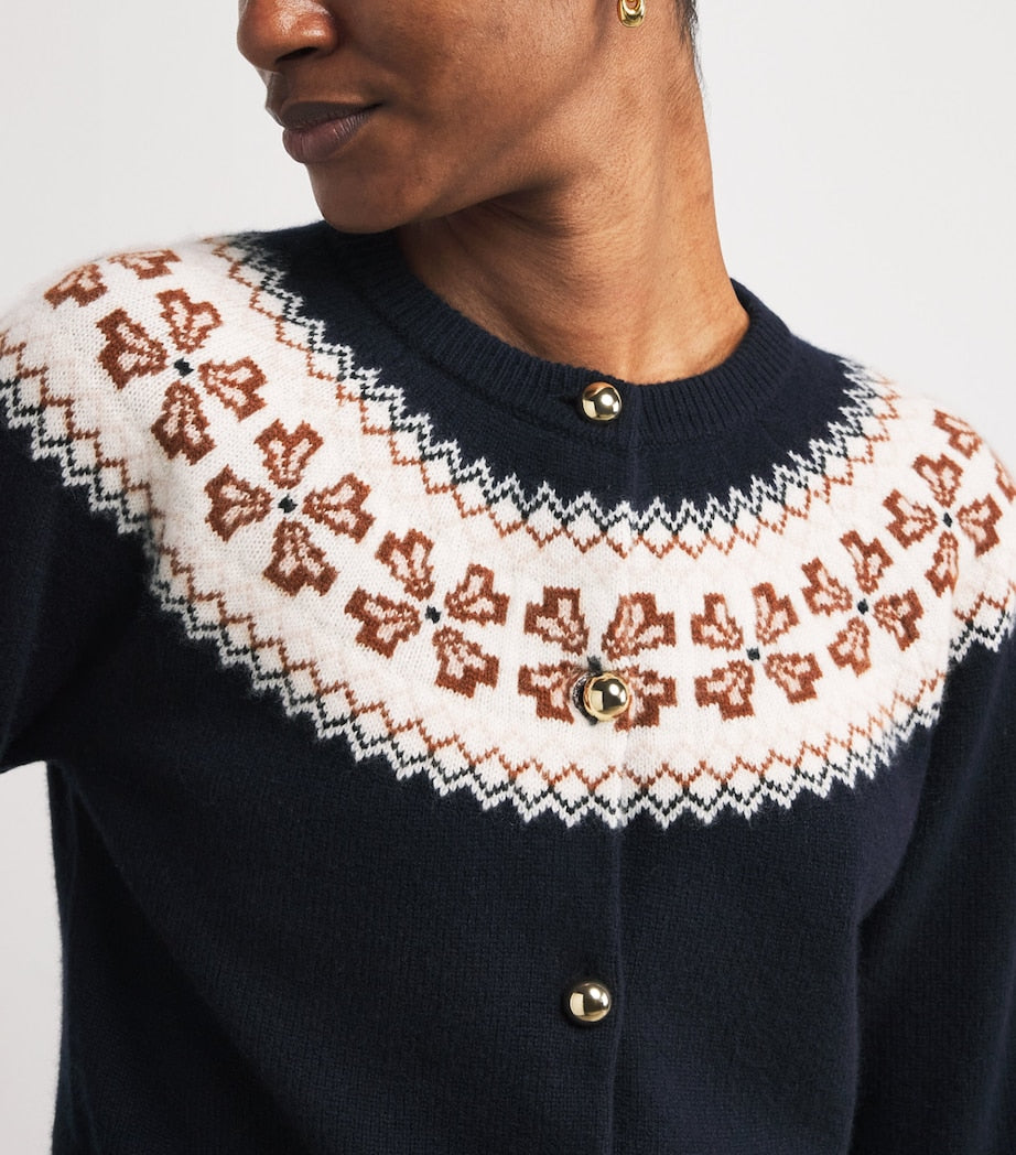 Cashmere Fair Isle Cardigan NAVY