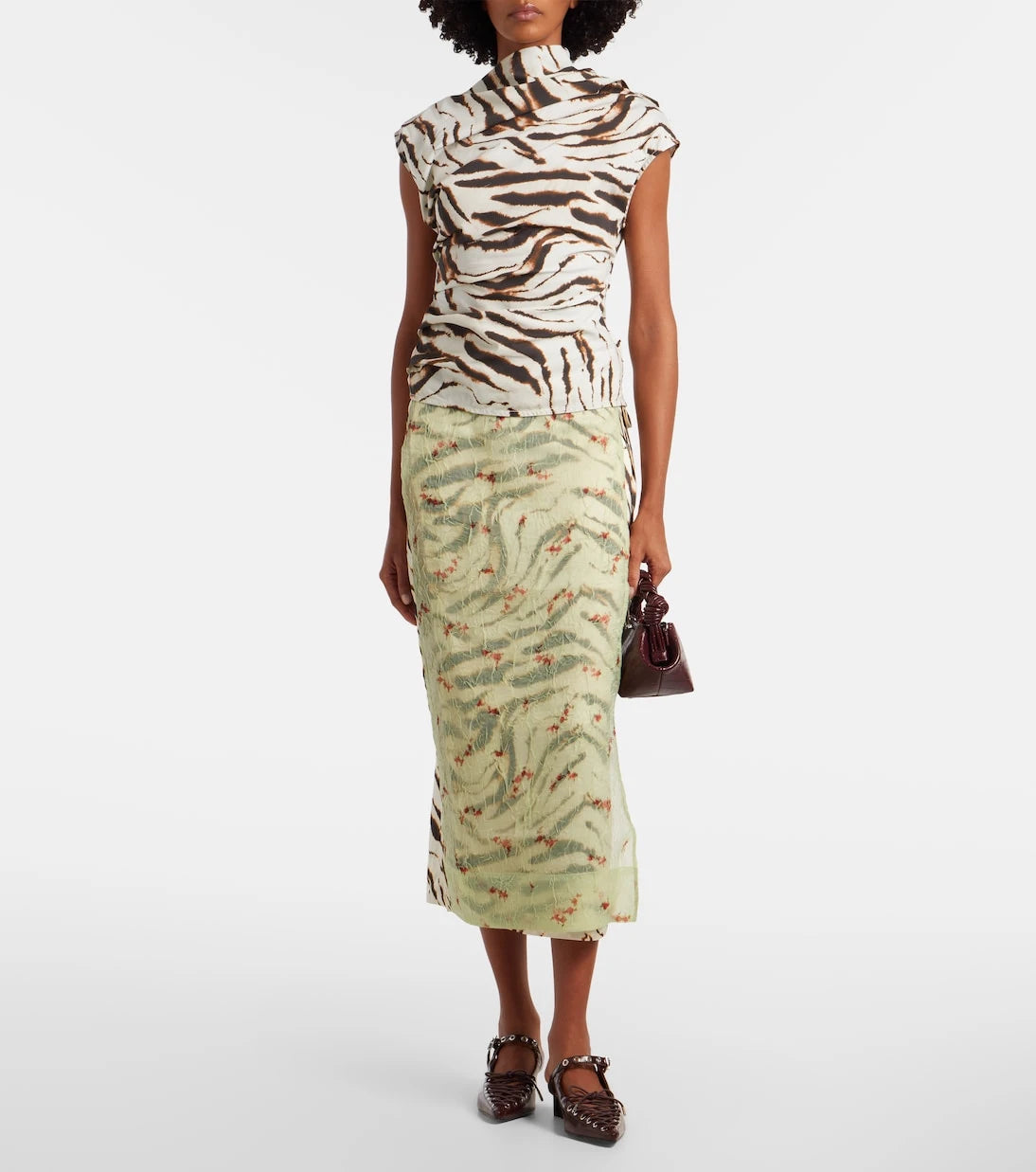 Ganni - Zebra-print cotton-blend top