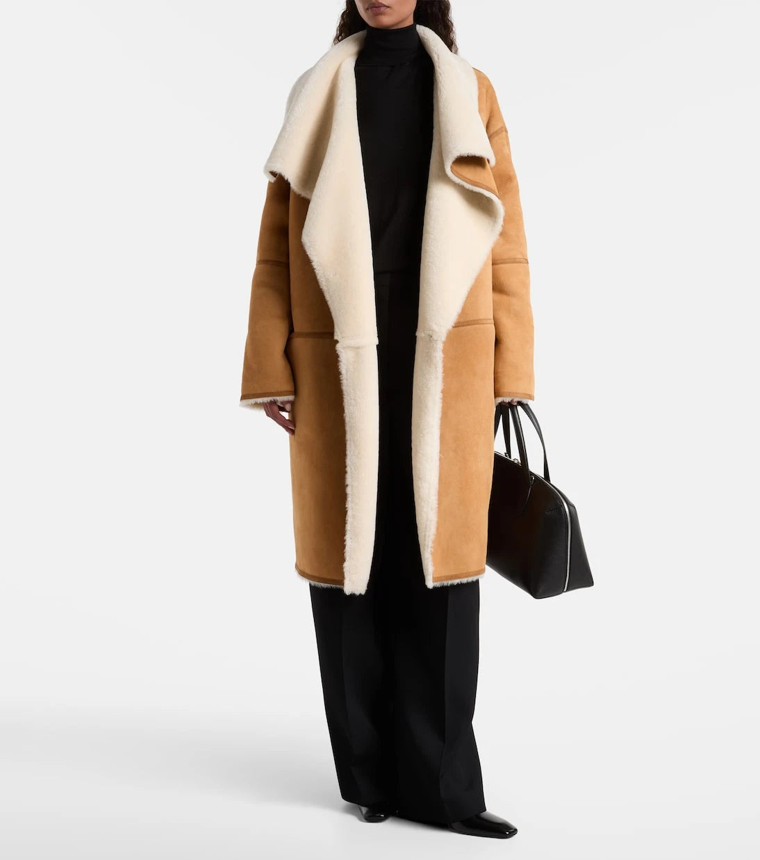 Toteme - Shearling-trimmed suede coat