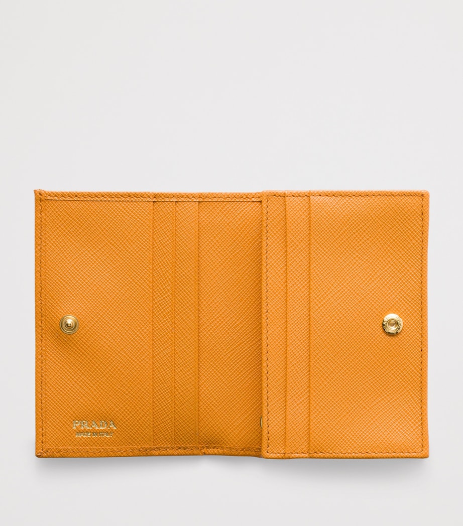 Prada Orange Small Saffiano Leather Bifold Wallet